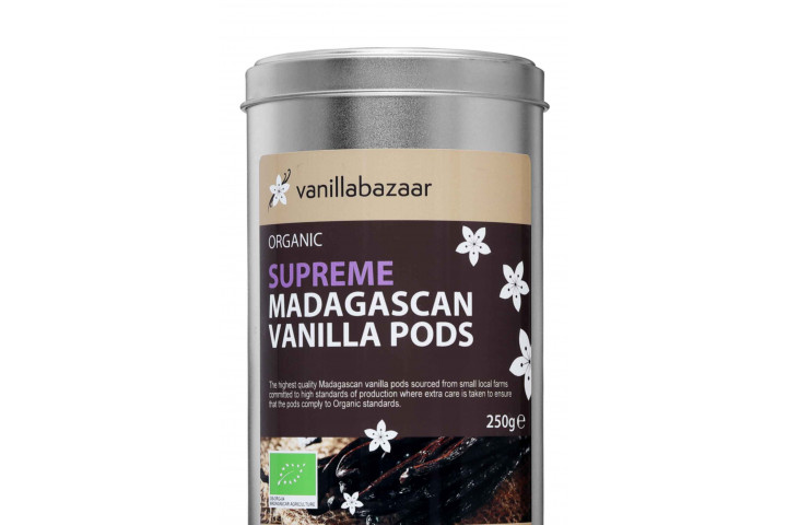 250g Supreme Organic Madagascan Vanilla Pod Tin